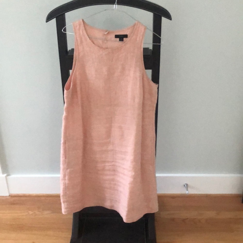 JCrew Button-back linen shift dress dress, Sz S